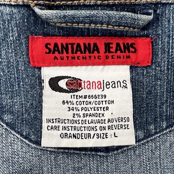 Ladies Santana jean jacket large black white floral motif in back boho lace - Picture 6 of 9